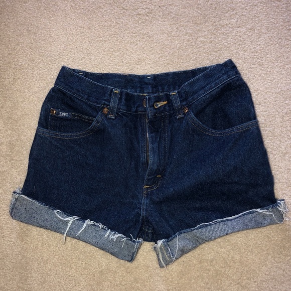 Dark Wash High Waisted Vintage Denim Shorts - Picture 1 of 3